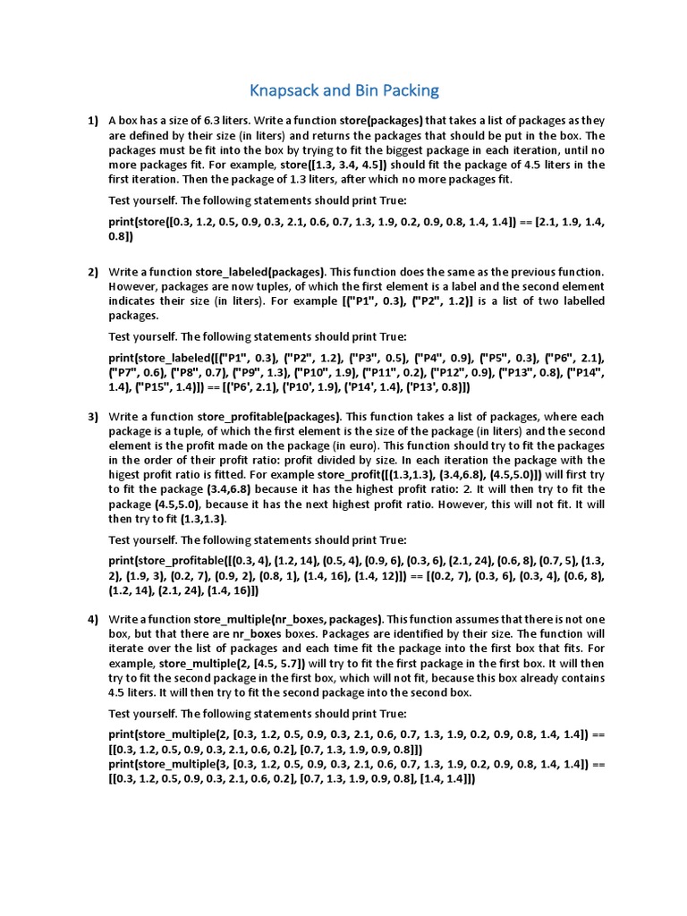 64 Knapsack and Bin Packing PDF Computer Programming