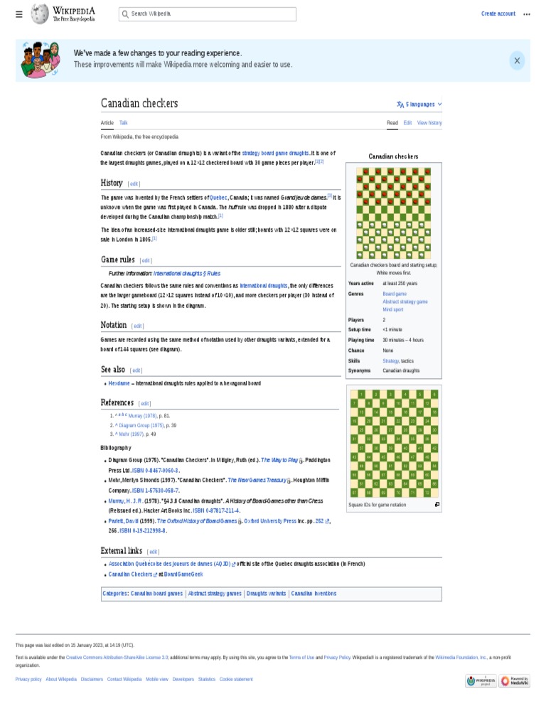 En Wikipedia Org Wiki Canadian Checkers PDF Competitive Games
