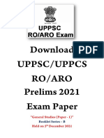 UPPSC UPPCS Review Officer Asstt Review Officer RO ARO Exam Question Paper General Studies I Held On 5 December 2021 Booklet Series B - WWW - Dhyeyaias.com