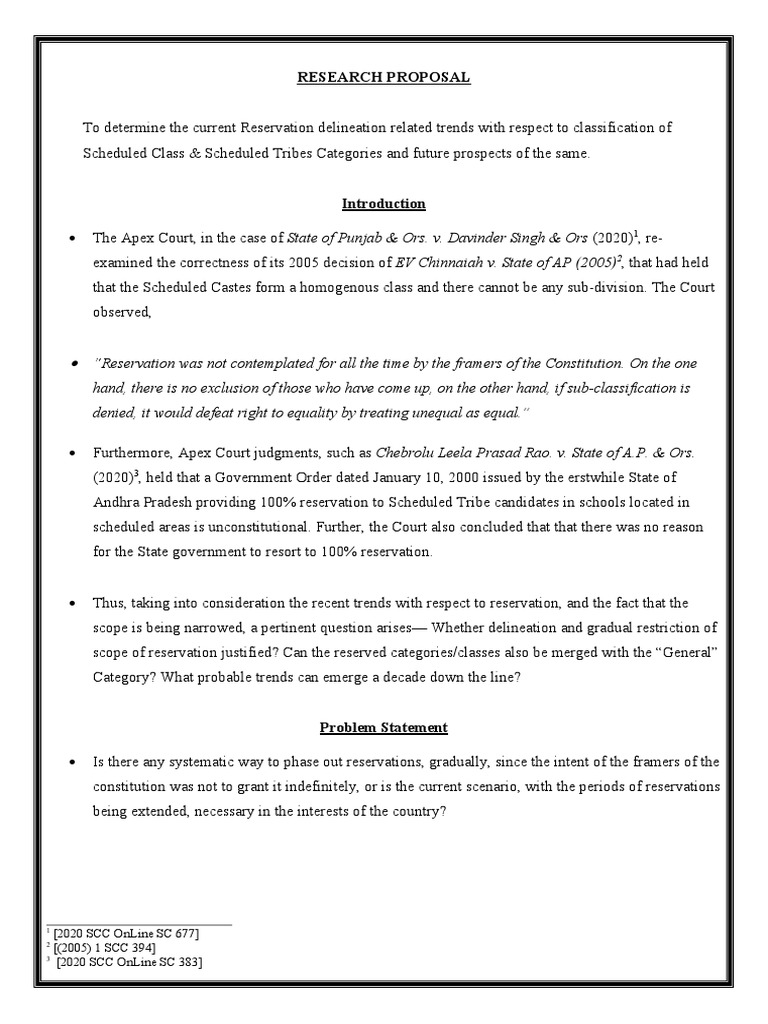 Proposed research on developing a case by case approach to reservations