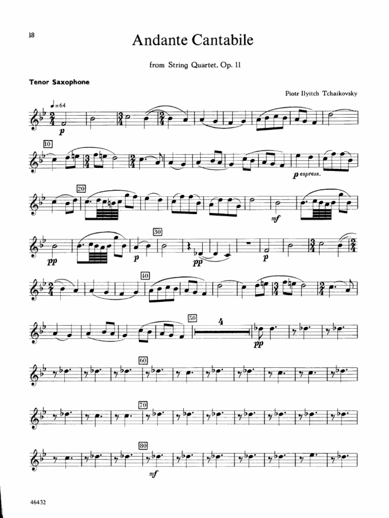 Andante Cantabile. Tchaikovsky. Tenor. PDF