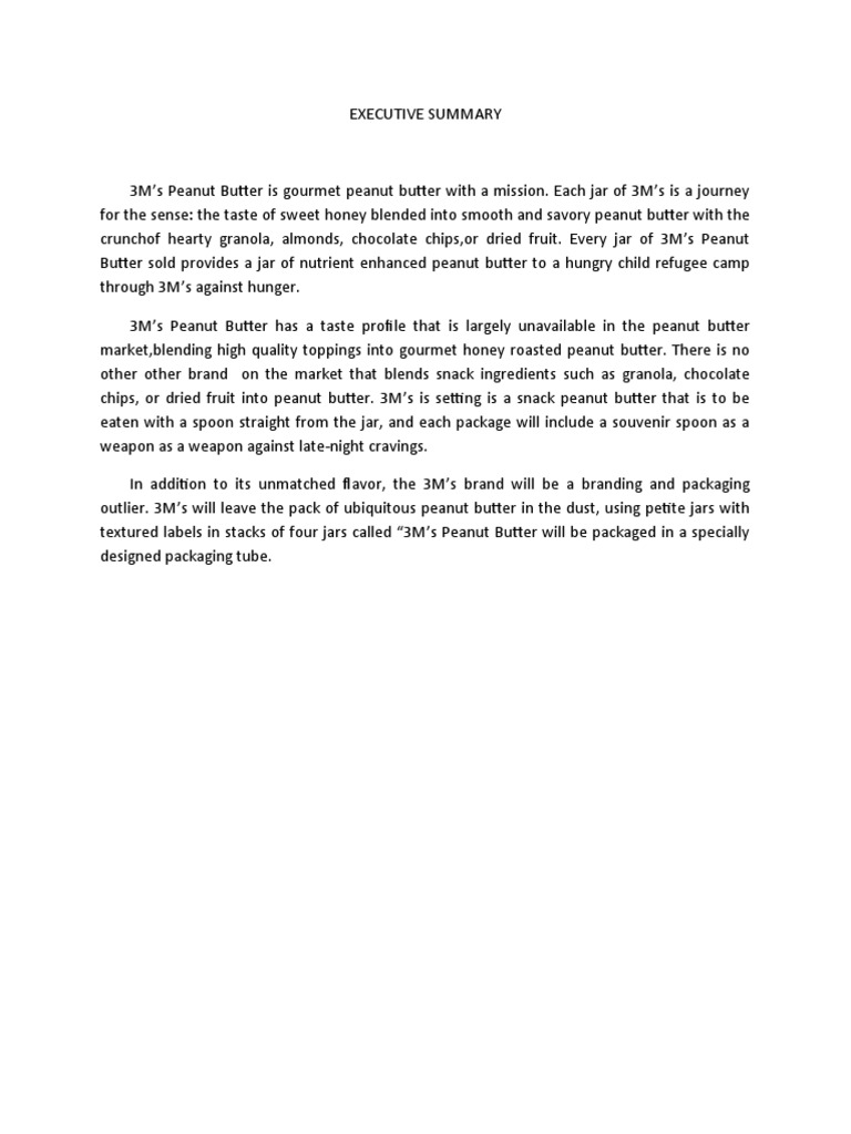 Executive Summary PDF Peanut Butter Peanuts