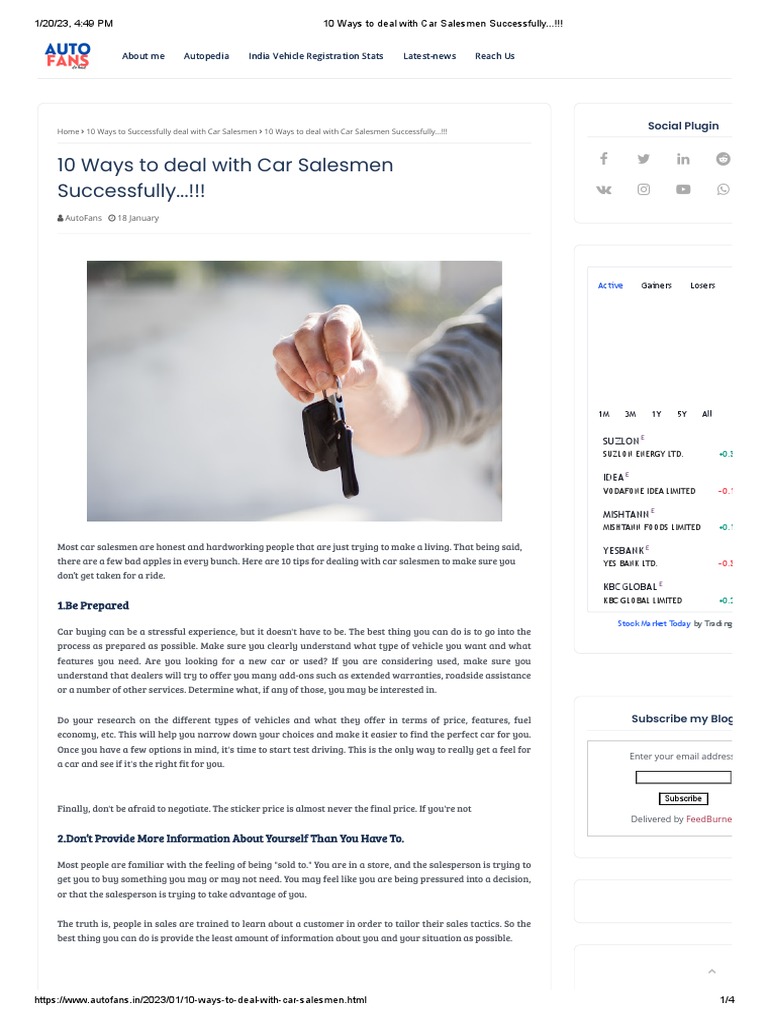 10 Ways To Deal With Car Salesmen Successfully... !!! PDF Loans Sales