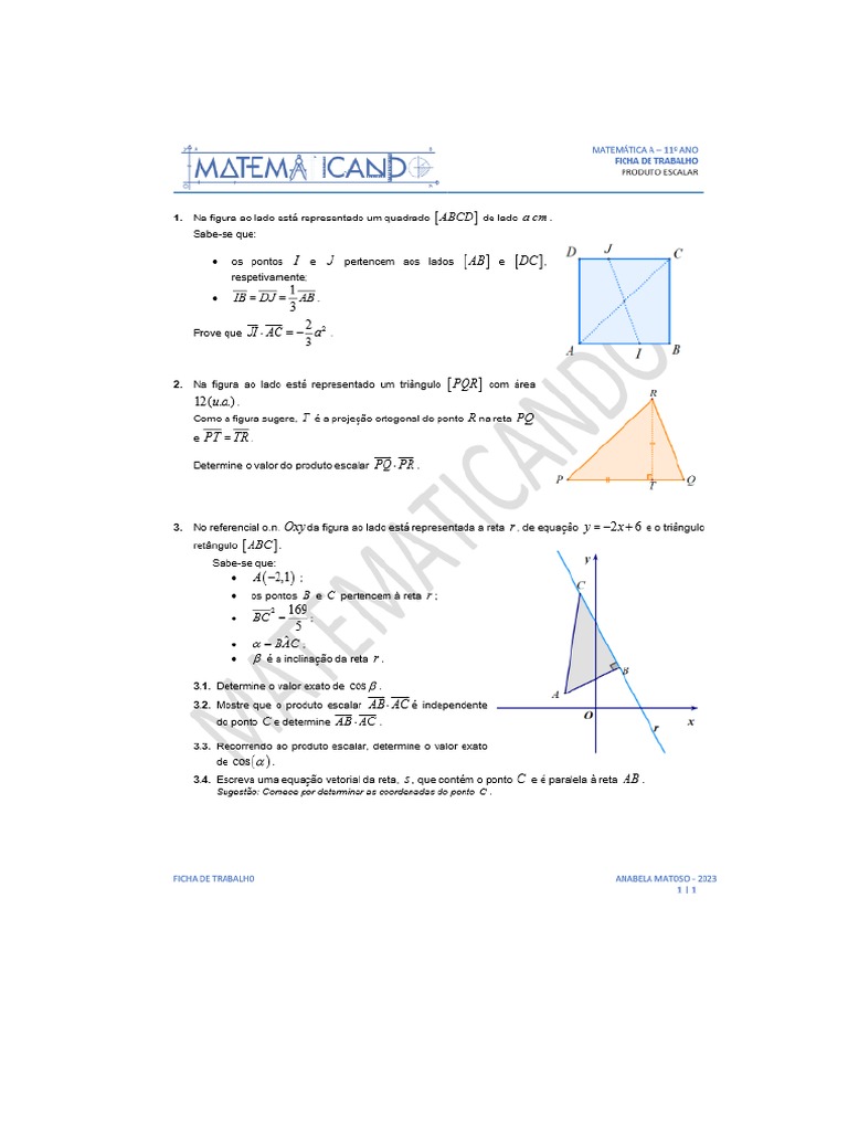 Ficha de Trabalho Matematica 11 Ano e Resolução | PDF