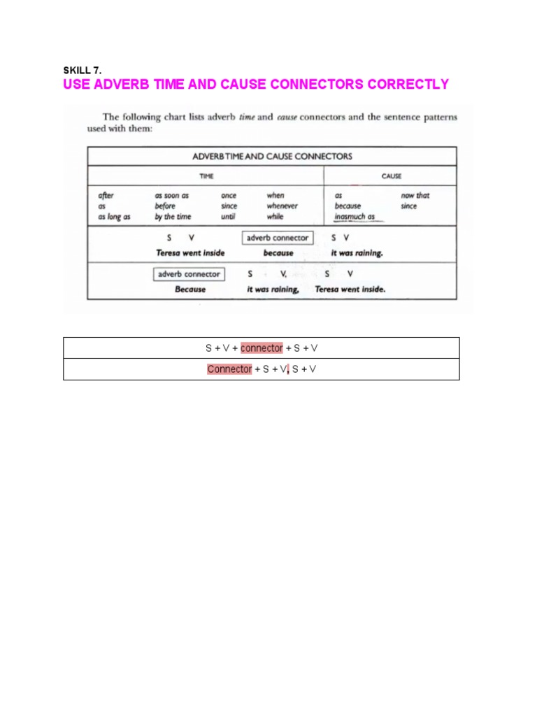 SKILL 7 Adv Time and Cause Connectors | PDF