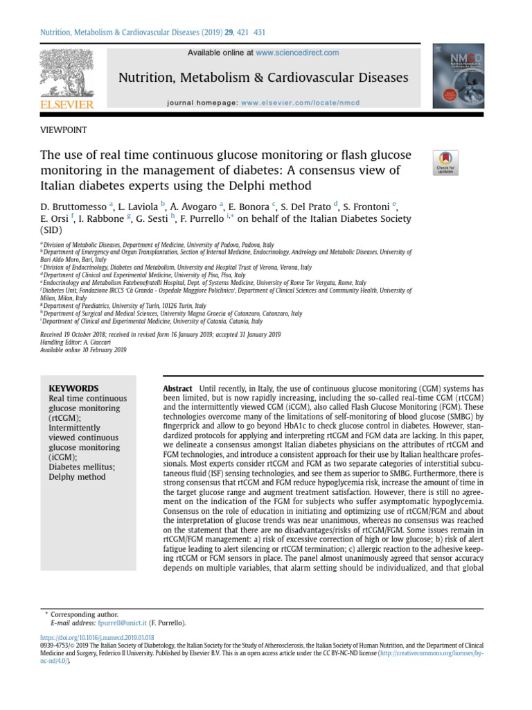 Italian Consensus on Glucose Monitoring | PDF | Diabetes Management ...