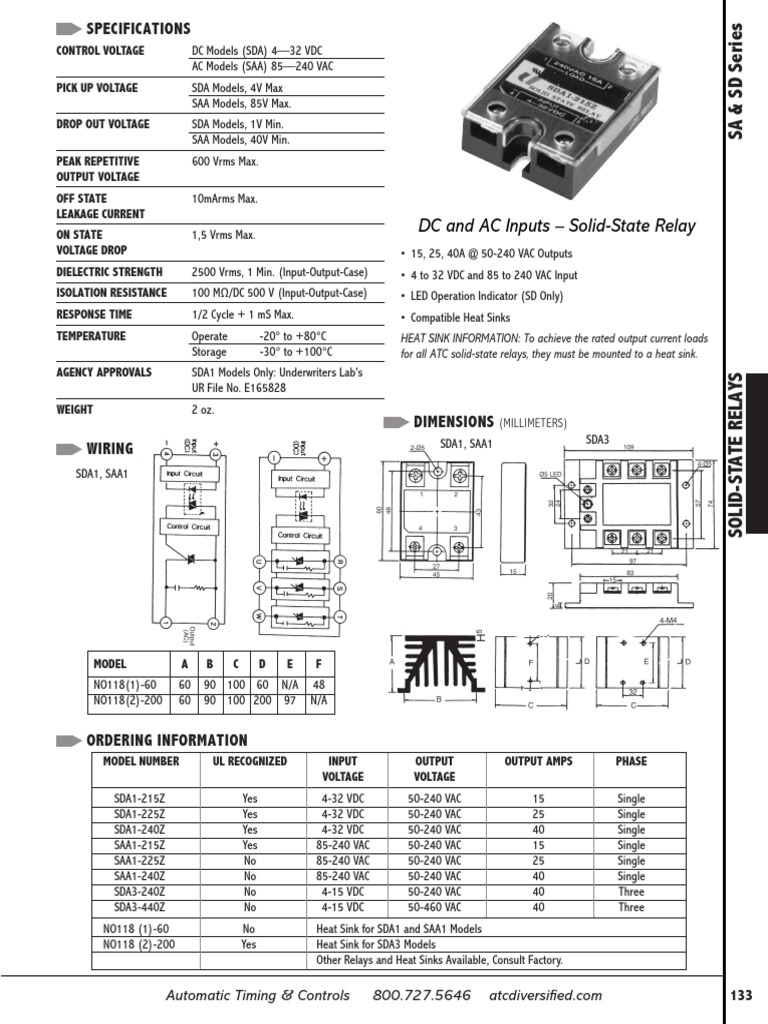 SA and SD Spec Sheet 570fc2bc65 | PDF | Relay | Alternating Current