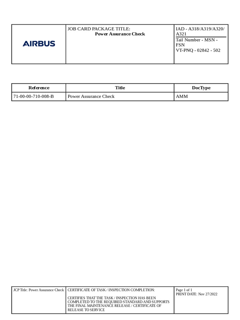 Power Assurance Check Pdf Vehicles Aviation