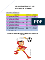 Fixture Del Campeonato Infantil 2023