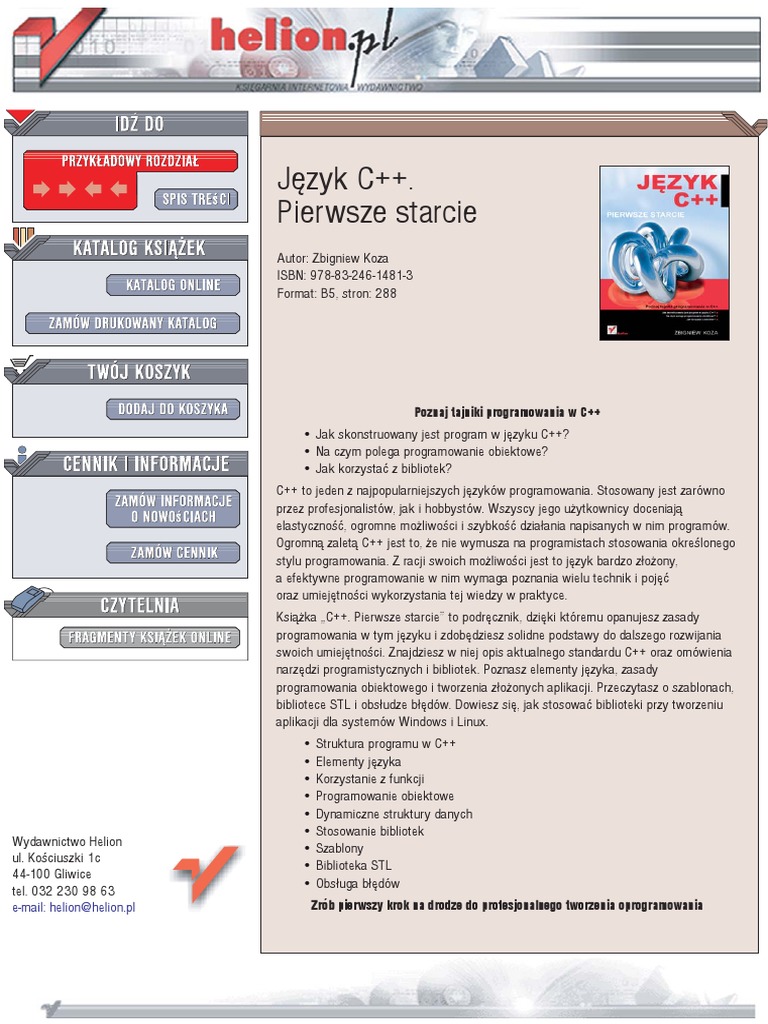 Język C++. Pierwsze Starcie | PDF