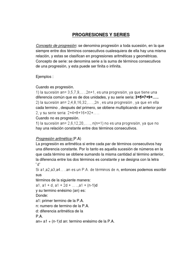Partes de una Progresión Aritmética | PDF | Secuencia | Cálculo