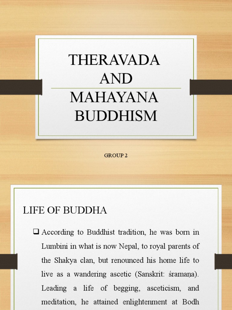 Group 2 Theravada and Mahayana Buddhism PDF Tibetan Buddhism Mahayana