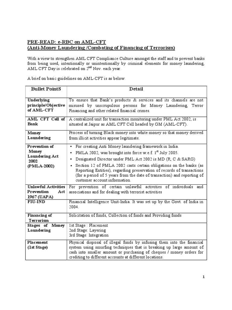 AML-CFT Guidelines for Bank Staff | PDF | Money Laundering | Economies