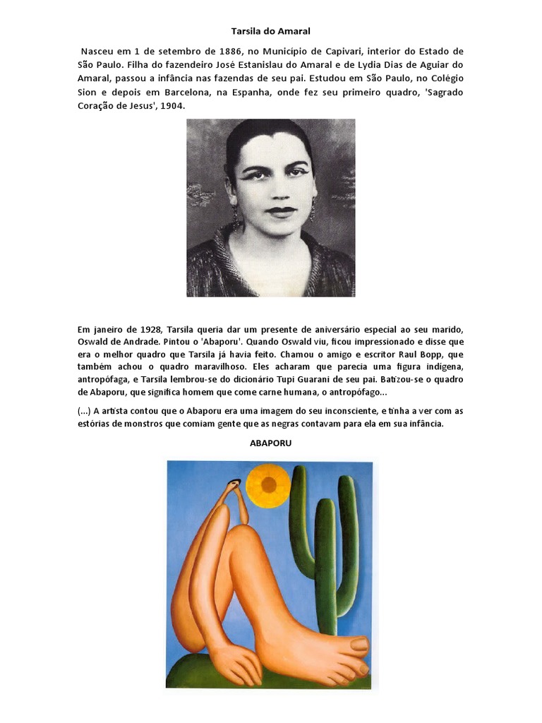 Biografia de Tarsila do Amaral | PDF | Poesia | Clássicos