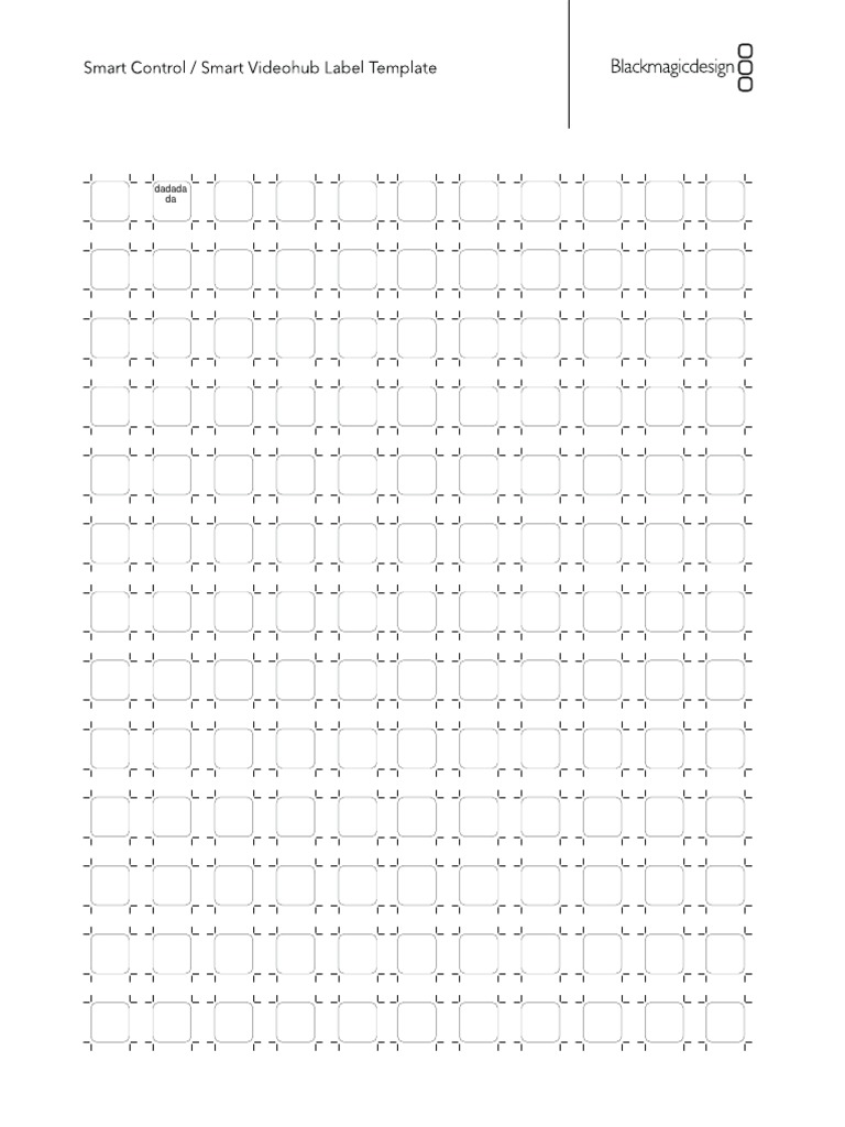 Videohub Control Labels Pdf