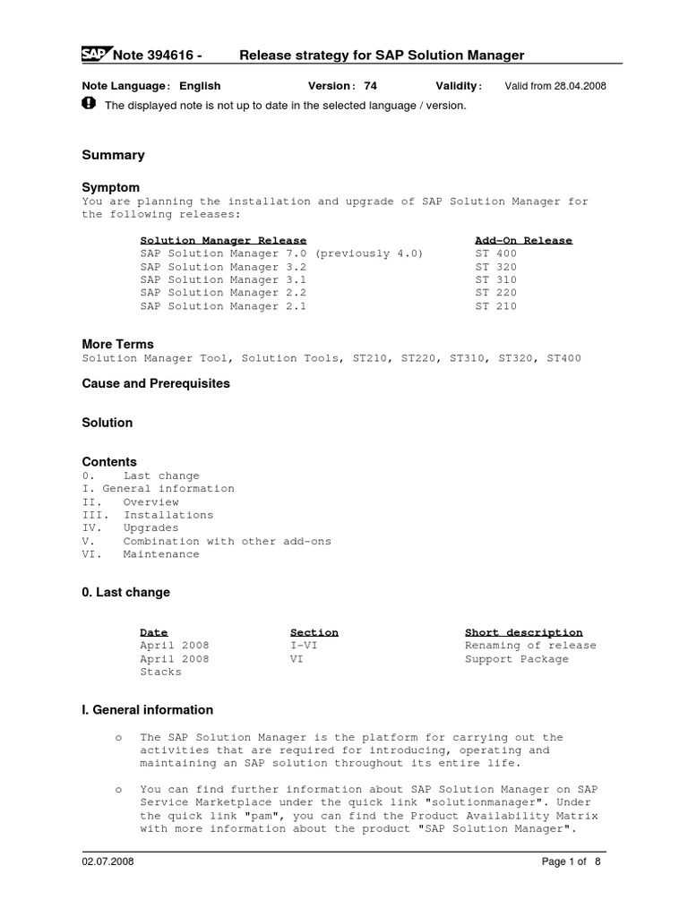 SAP Solution Manager Release Guide | PDF | Plug In (Computing ...