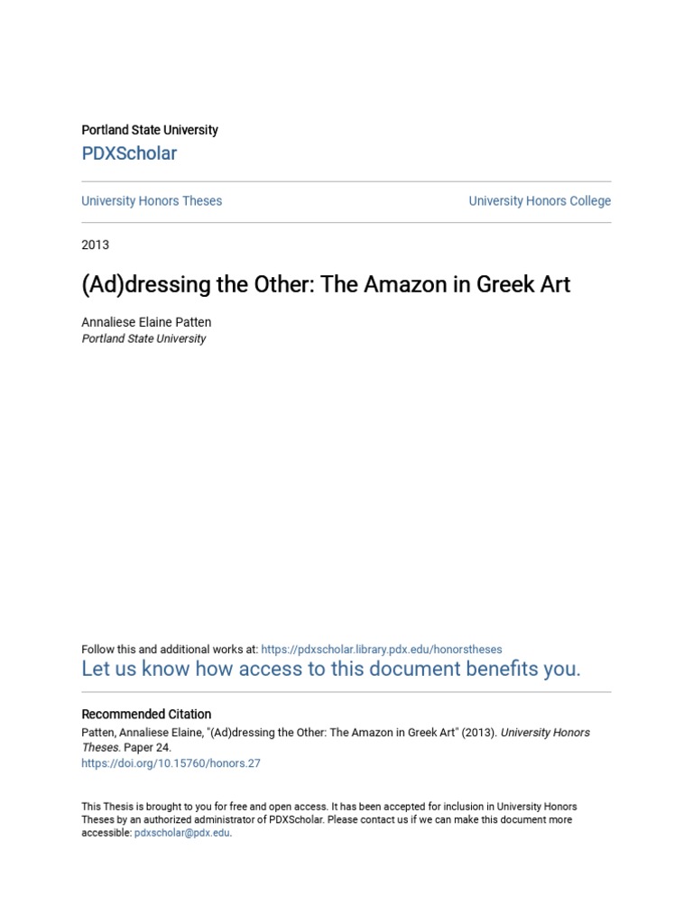(Ad) Dressing The Other The Amazon in Greek Art PDF Amazons