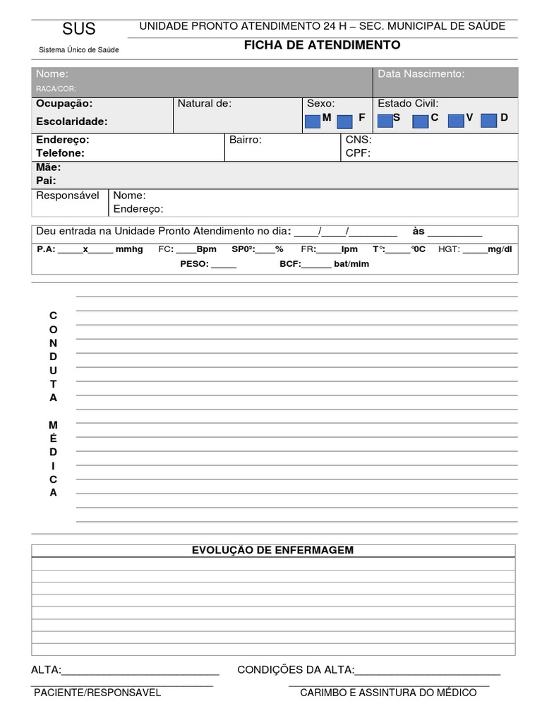 Ficha de Atendimento Upa PDF