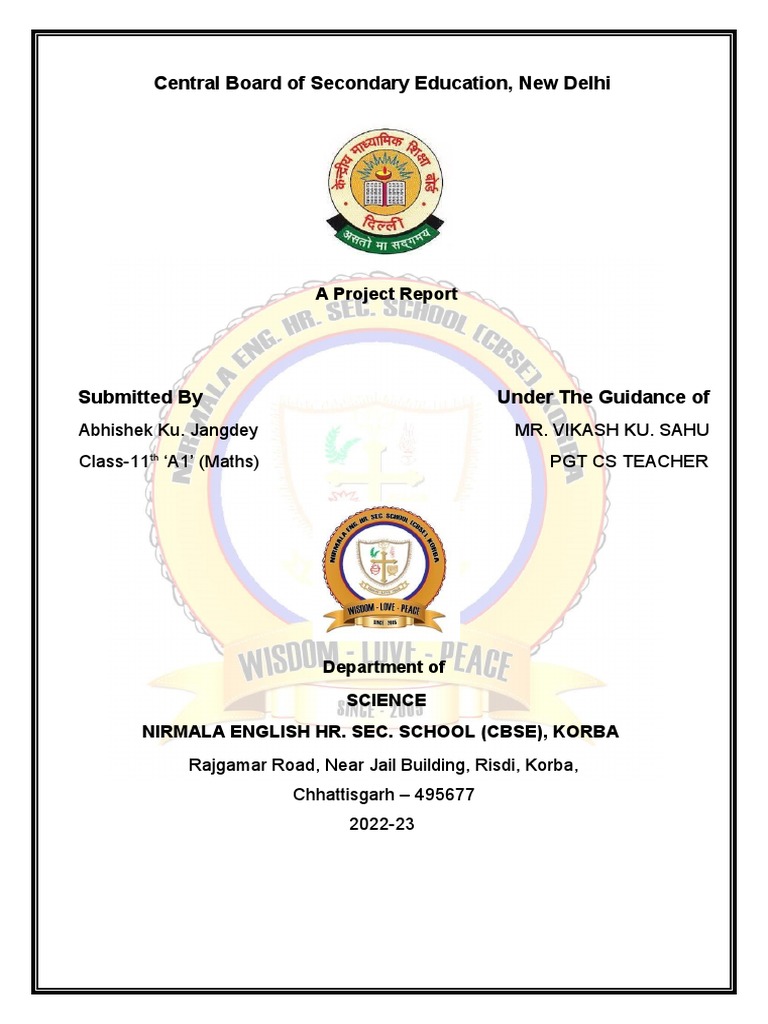 CBSE Project Report by Abhishek Jangdey | PDF