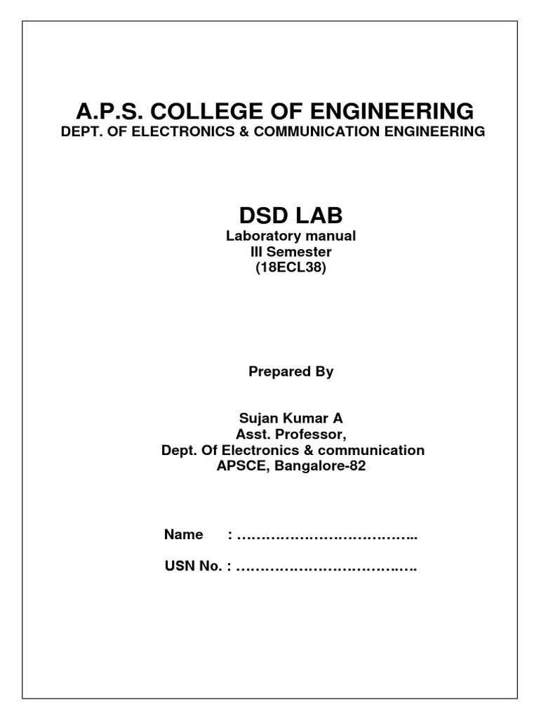 Apsce DSD Lab 18ecl38 | PDF | Logic Gate | Arithmetic