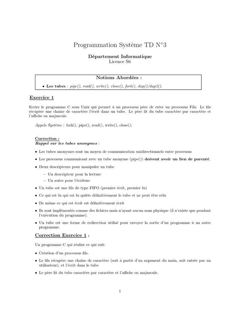 TD Série 3 Tubes Correction | PDF | Interface en ligne de commande ...
