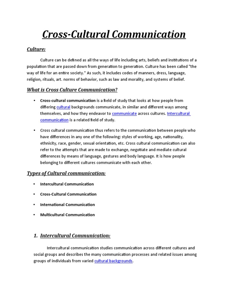 Cross Cultural Communication Pdf