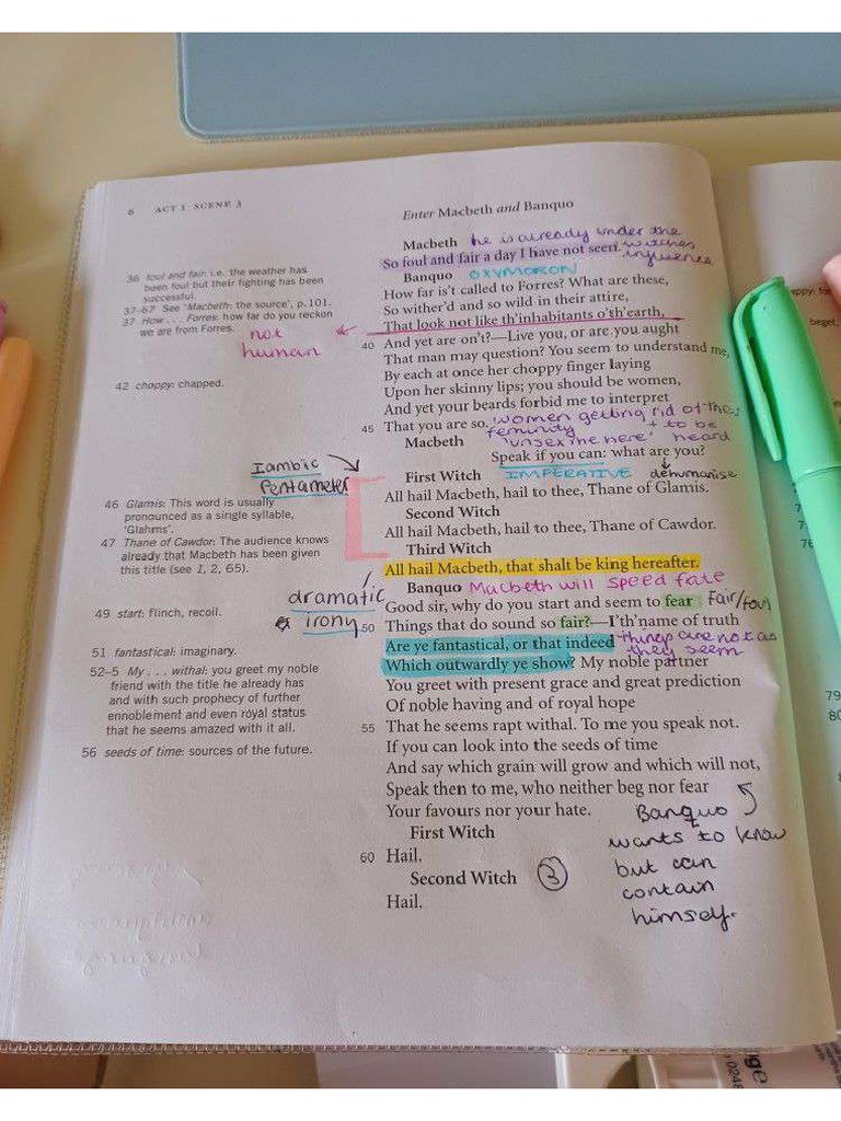 Shakespeare Macbeth Annotations - Analysis - Act 1 Scene 3 Page 6 | PDF