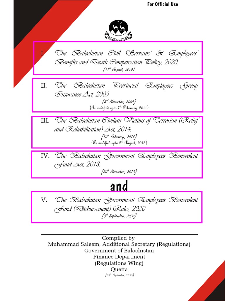 The Balochistan Civil Servants Employees Benefits and Death