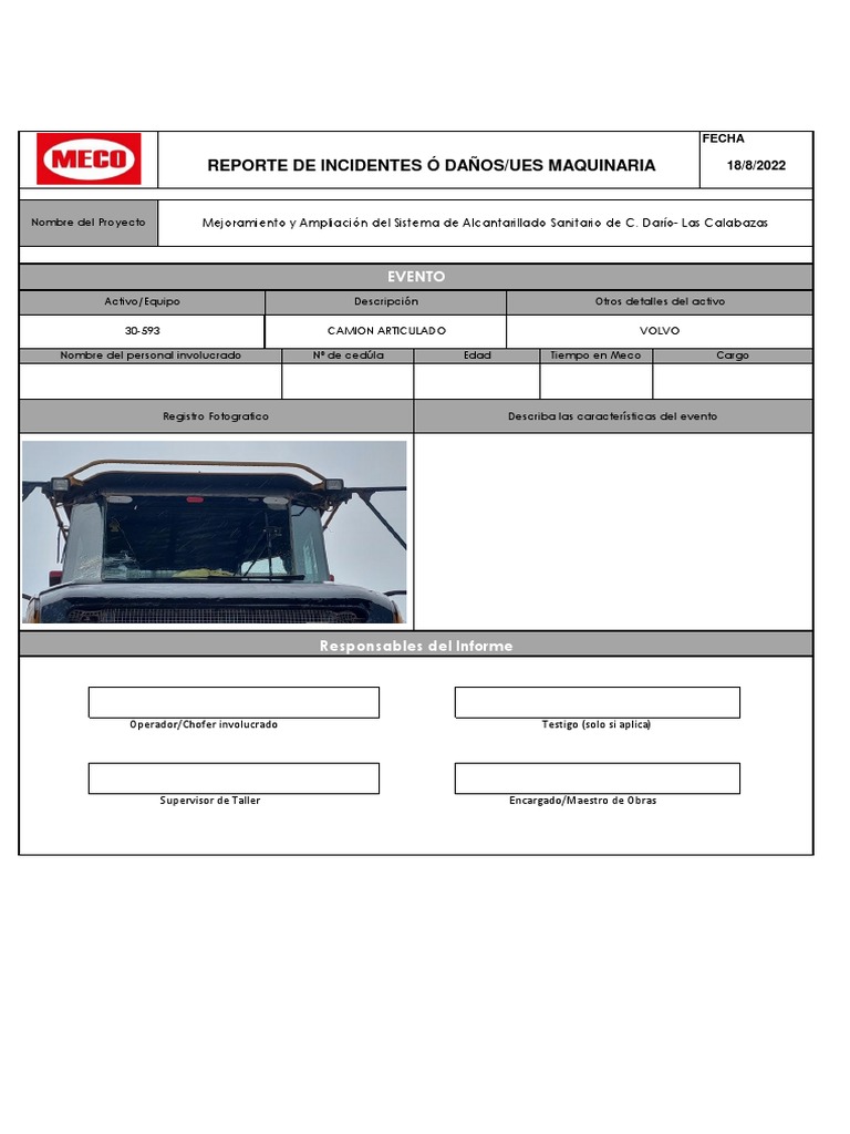 Informe de Incidentes en Maquinaria 2022 | PDF