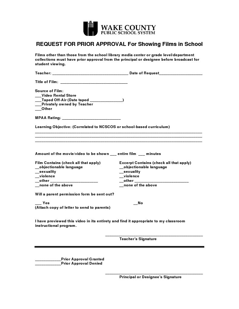 Film Approval Request Form for Schools | PDF