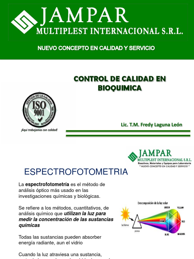 Jampar CONTROL DE CALIDAD | PDF | Espectrofotometria | Enzima