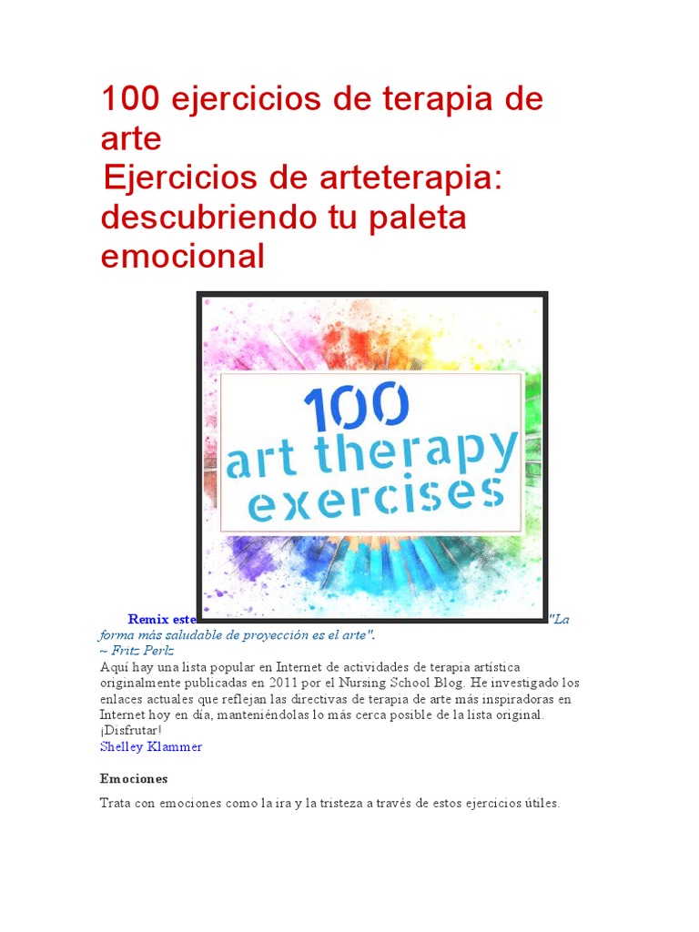 100 Ejercicios de Arteterapia PDF | PDF | Las emociones | Terapia artística