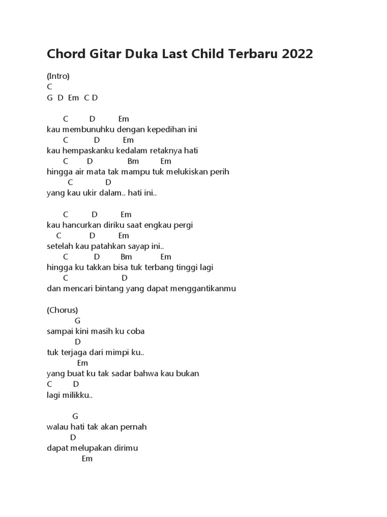 Chord Gitar Duka Last Child Terbaru 2022 | PDF