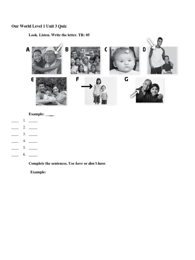 Our World Level 1 Unit 3 Quiz | PDF | Grammar | Learning