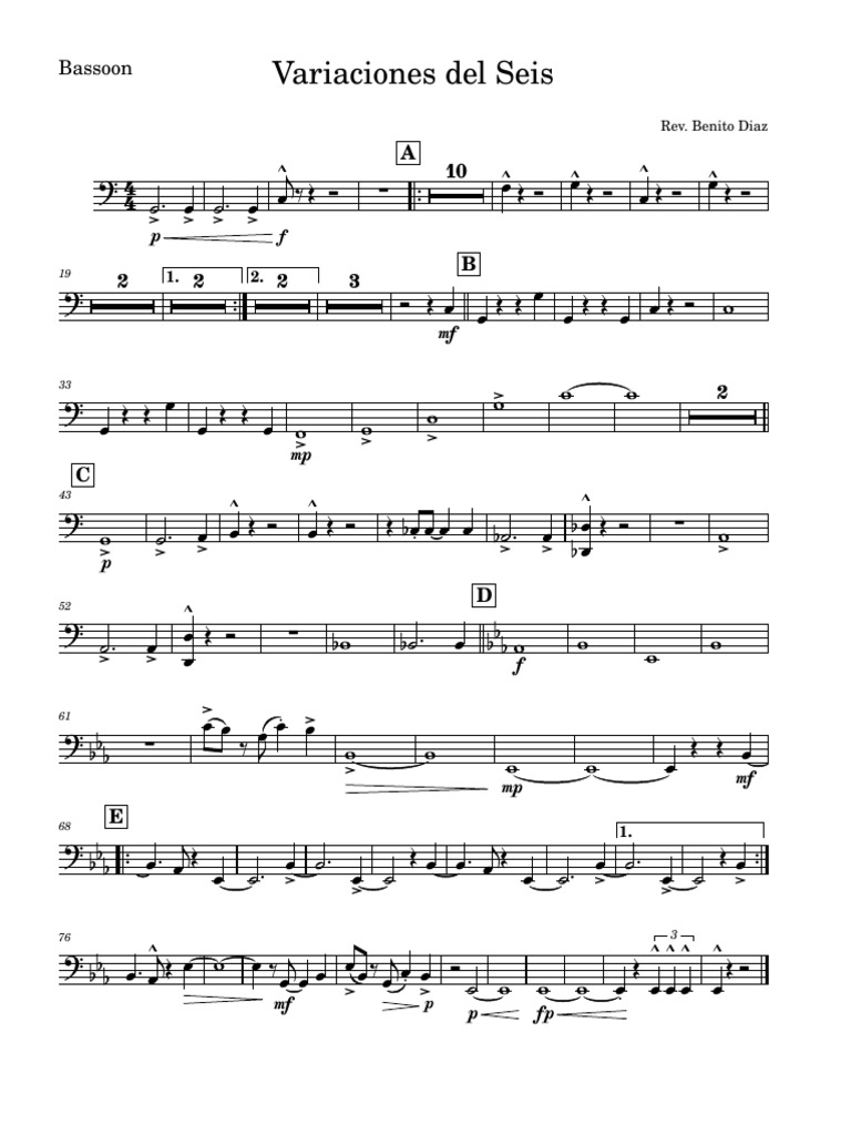 Variaciones Del Seis BassonBassoon PDF