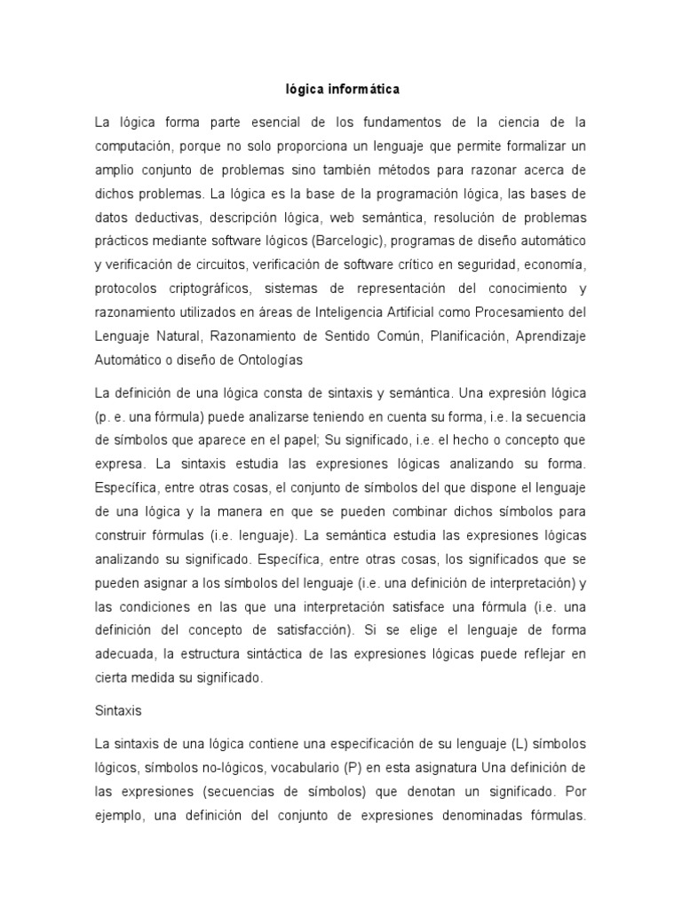 Lógica Informática: Fundamentos y Aplicaciones | PDF | Lenguaje de ...