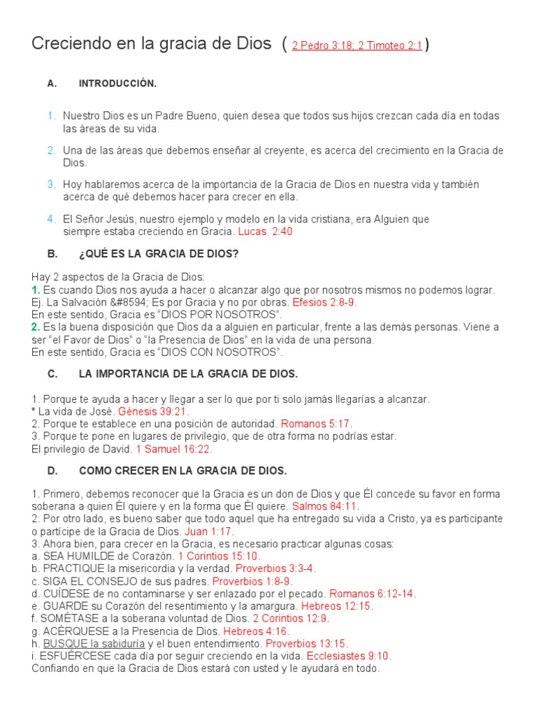 Creciendo en la Gracia de Dios | PDF | Gracia divina | Dios