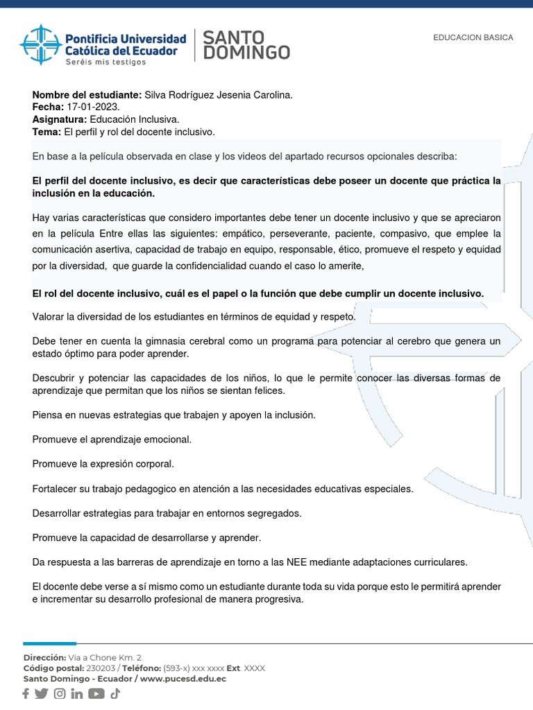 El Perfil y Rol Del Docente Inclusivo | PDF