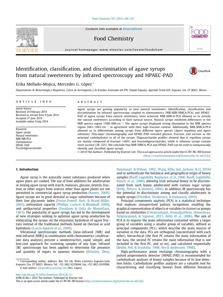 Identification, Classification, and Discrimination of Agave Syrups From