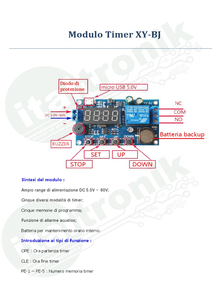 Manuale Timer XY-BJ | PDF
