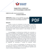 Psicopedagogia Clínica e Institucional - Avaliação Psicopedagógica Institucional