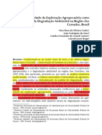 A Intensidade Da Exploração Agropecuária Como Indicador Da Degradação Ambiental Na Região de Cerrados, Brasil