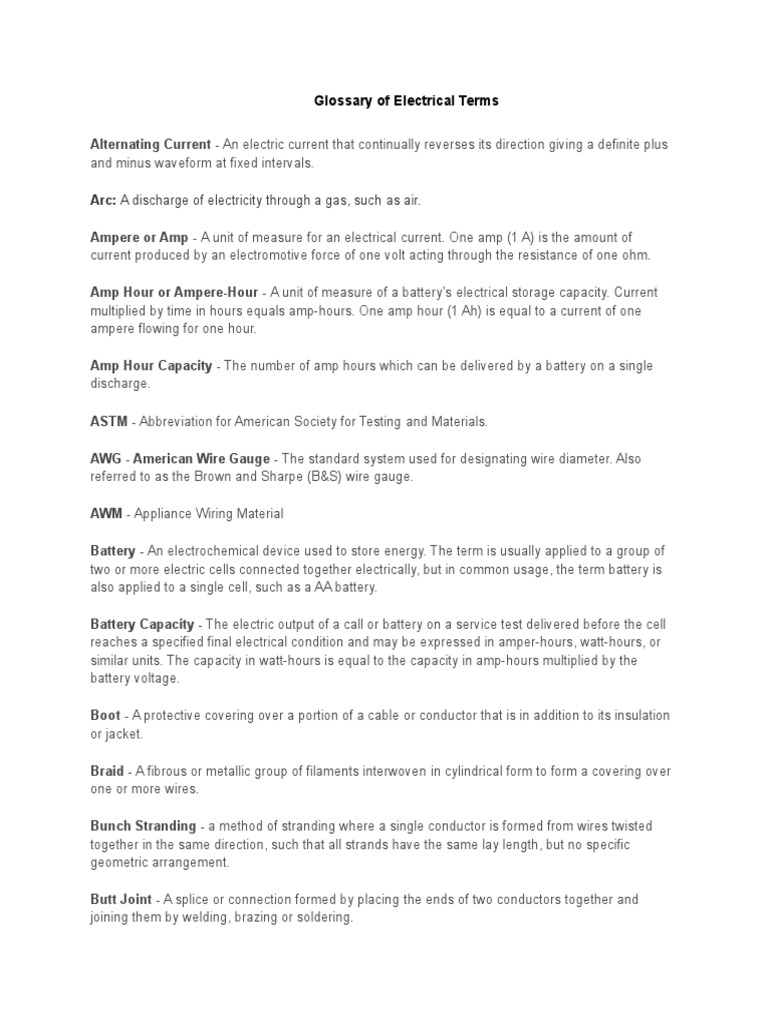 Glossary of Electrical Terms Download Free PDF Electrical Conductor