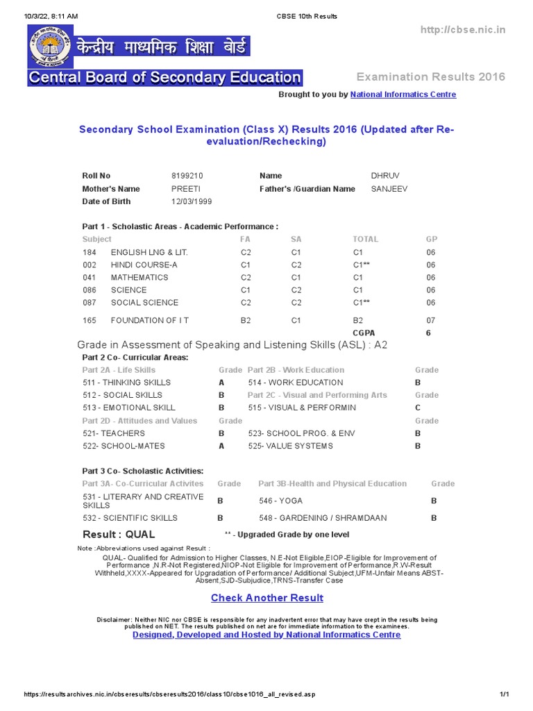 CBSE 10th Results PDF