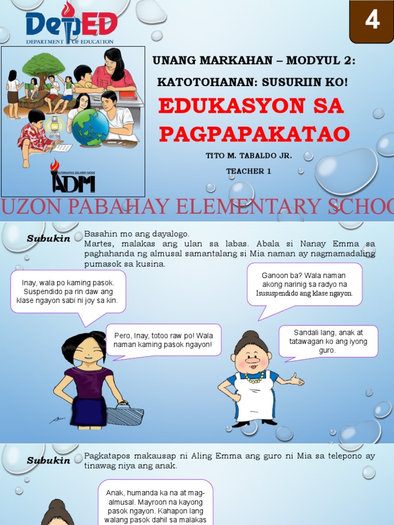 Edukasyon Sa Pagpapakatao Unang Markahan Modyul 2 Pdf