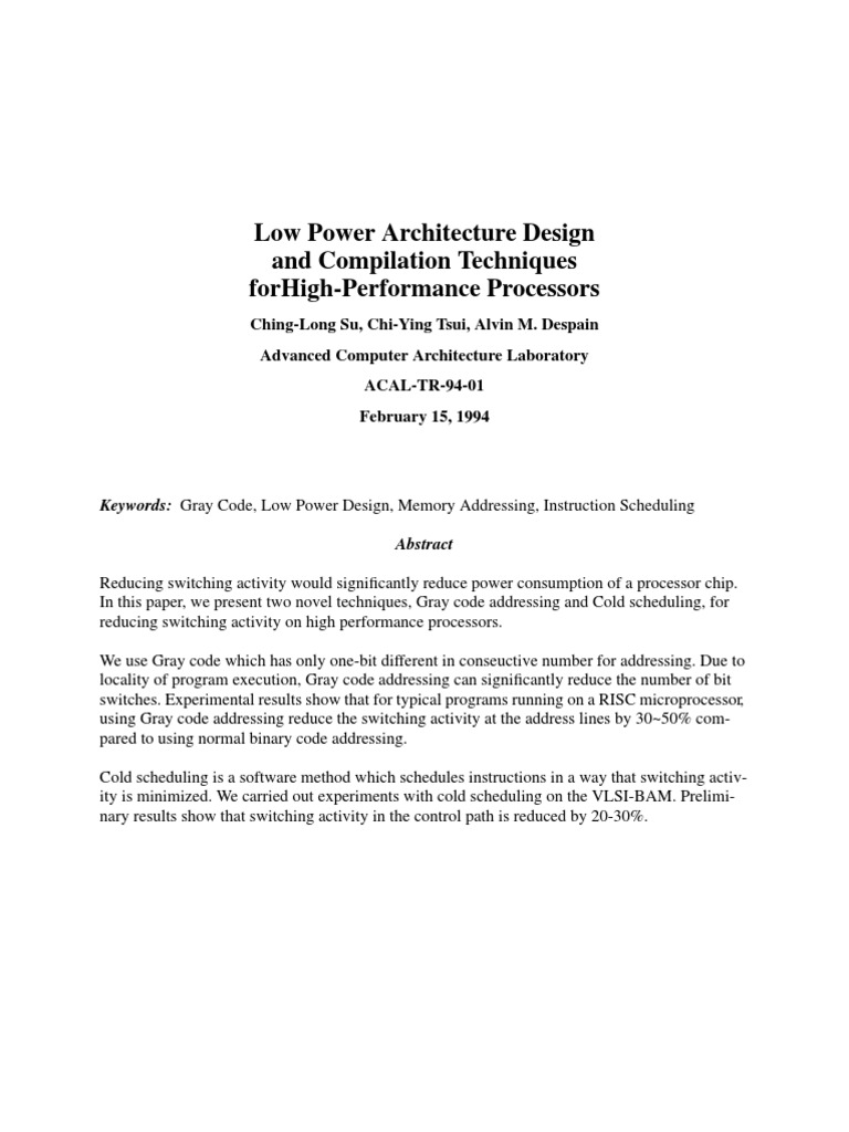 Low Power Architecture Design (Gray Code) | PDF