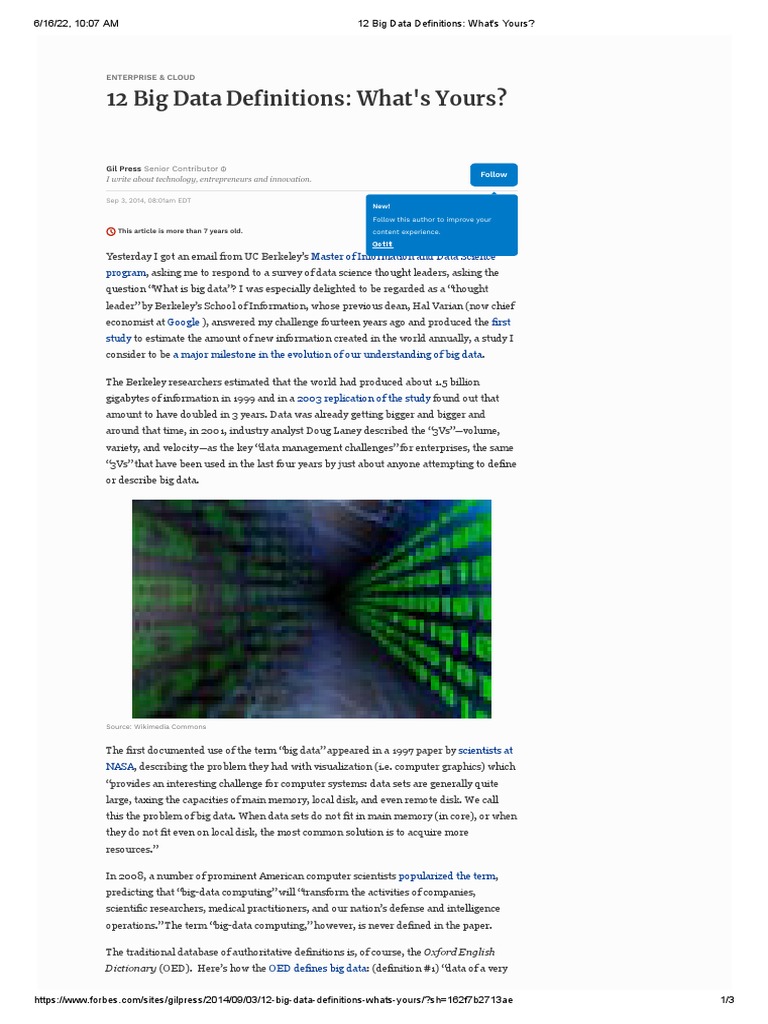 12 Big Data Definitions What's Yours PDF