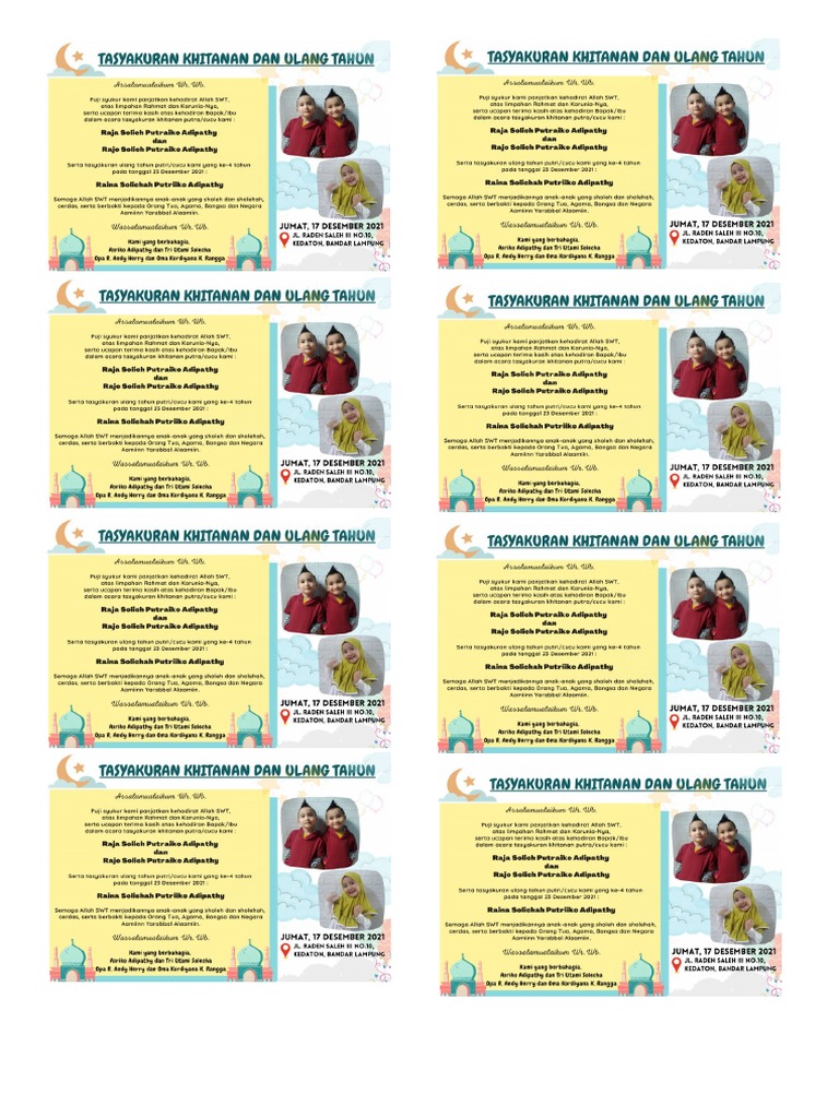 Tasyakuran Khitanan Dan Ulang Tahun | PDF