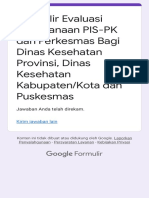 Formulir Evaluasi Pelaksanaan PIS-PK Dan Perkesmas Bagi Dinas Kesehatan Provinsi, Dinas Kesehatan KabupatenKota Dan Puskesmas