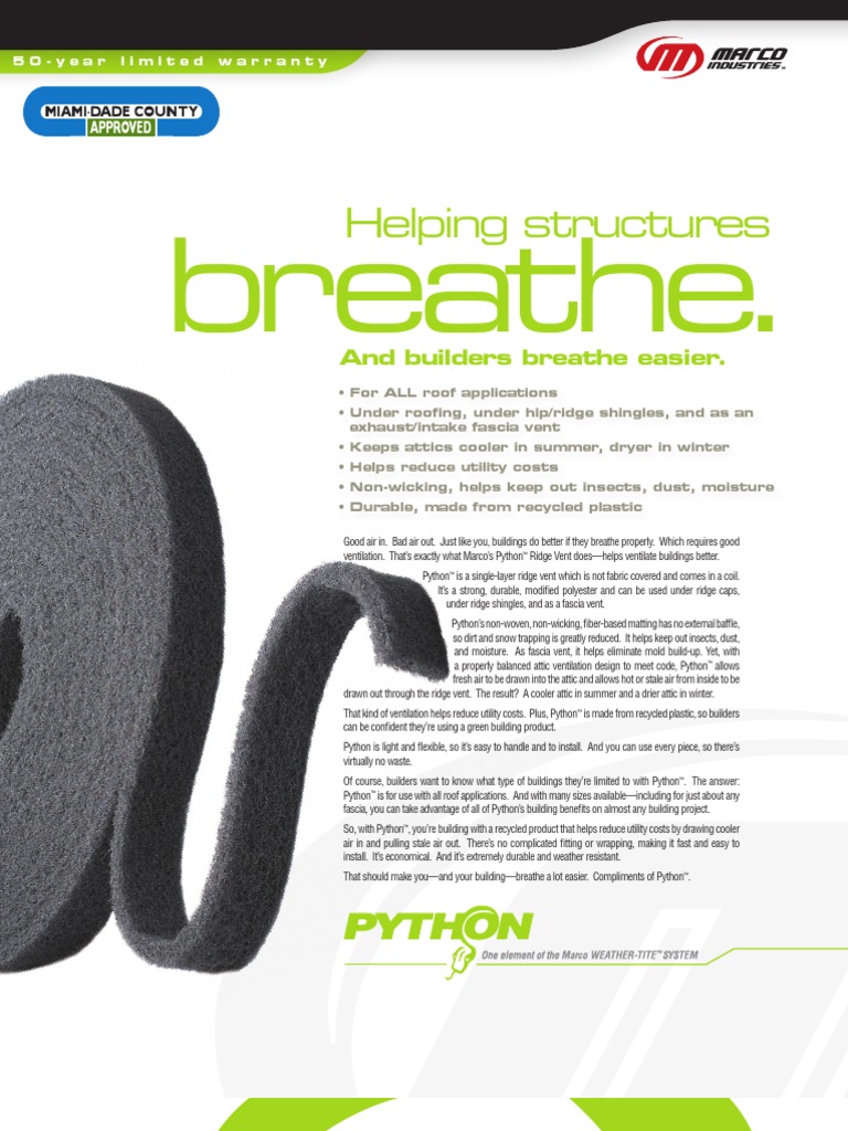 Python Ridge Vent: Efficient Building Ventilation | PDF | Roof ...